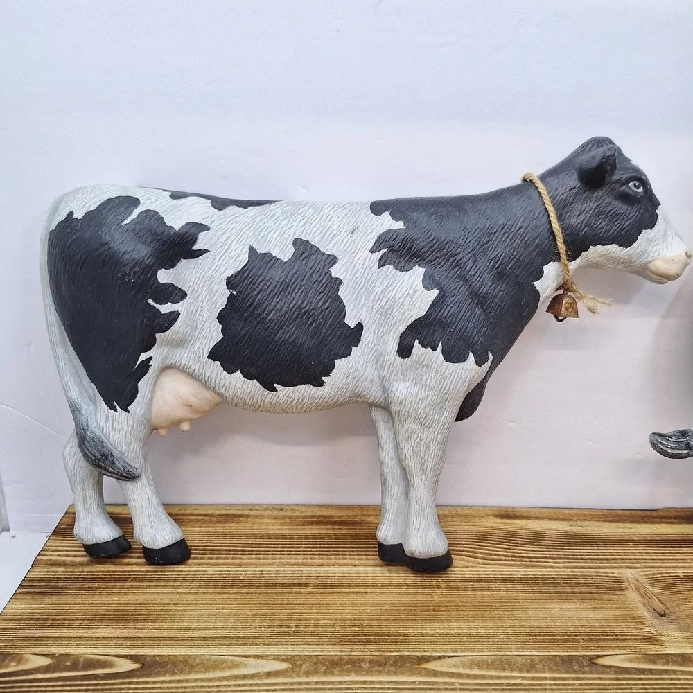 Vintage‎ Set Of 2 Black And White Cow Wall Decor Bells 3D Raised